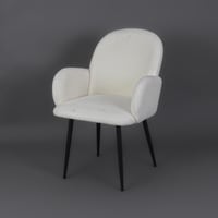 كرسي قماش بوكليه أبيض بقواعد حديد مقاس 50x90 سم