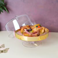 صحن تقديم الكيك بقاعدة وبغطاء لحفظ الحلي لون شفاف...