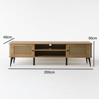 طاولة تلفزيون خشب وقواعد معدن لون بيج مقاس 200x40x...