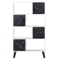 وحدة رفوف من 4 طبقات مع ادراج للتخزين بلون ابيض×اس...