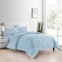 مفرش سرير مايكروفايبر 4 قطع لون أزرق فاتح مقاس 260...