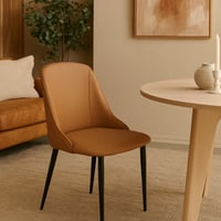 كرسي جلد بقواعد معدن لون بني مقاس 40x90 سم