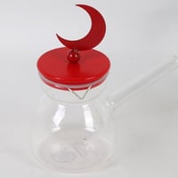 كنكة قهوة زجاج بغطاء شكل هلال لون احمر- رمضان 2026