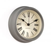 ساعة حائط دائرية كلاسيكية باللون الرمادي مقاس 30x3...