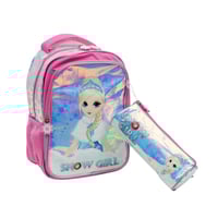 حقيبة ظهر شكل سنو جيرل مع مقلمة لون زهري