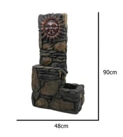 نافورة بتصميم مميز شكل حجر و شمس لون بني مقاس 90x4...