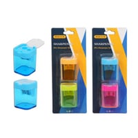 براية اقلام رصاص مربعة متعددة الالوان - 2 حبة