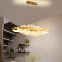 نجفة ليد ازهار زجاج ذهبي 120 سم مع ريموت اضاءة