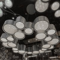 نجفة اسطوانات مبعثرة فضي 60 سم مع ريموت