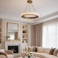 نجفة ليد ذهبي خاتم رخام مع ريموت