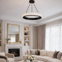 نجفة ليد اسود خاتم رخام مع ريموت