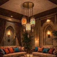 نجفة تركي موزاييك ملون 3 لمبات