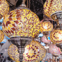 نجفة تركي موزاييك اصفر 8 + 1