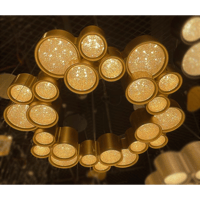 نجفة اسطوانات مبعثرة ذهبي 60 سم مع ريموت