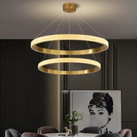 نجفة ليد مودرن اسود حلقتين 60 - 40 سم