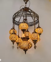 نجفة تركي موزاييك اصفر 8 + 1