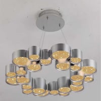 نجفة اسطوانات مبعثرة فضي 60 سم مع ريموت