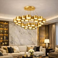 نجفة اسطوانات مبعثرة ذهبي 90 / 45 سم مع ريموت