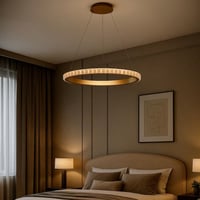 نجفة ليد ذهبي خاتم رخام مع ريموت