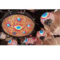 نجفة تركي موزاييك احمر 8 مصابيح