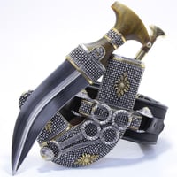 خنجر مقاس 5 صب فضة صافي عيار 925 الراس قرن طبيعي