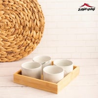 صينية تقديم خشب مربع مع بوادي ماربل 4 قطع