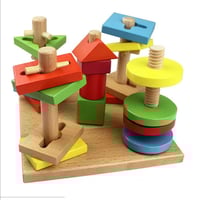 تعليم تناسق الاشكال والاعمدة الخشبية