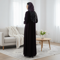 عباية مخمل عنابي غامق