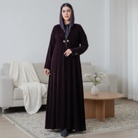عباية مخمل عنابي غامق