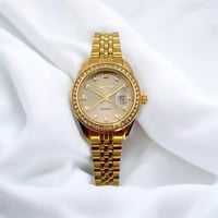ساعه نسائيه موديل رولكس ذهبي ميناء رصاصي