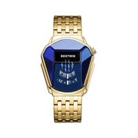 ساعه رجاليه BESTWIN ذهبي ميناء ازرق