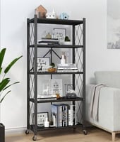 رف حديد عالي الجودة 5 ادوار قابل لطي أسود