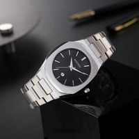 ساعه رجاليه موديل ميلانو فضي ميناء أسود