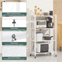 رف حديد 4 أدوار قابل للطي أبيض