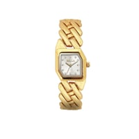 ساعه نسائيه مربعه ذهبي ميناء فضي