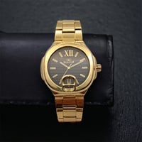 ساعه رجاليه ريال ستار رجالي سوار ذهبي ميناء اسود