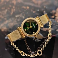 ساعه نسائيه ماركه فيريوس الجديد ذهبي ميناء اخضر