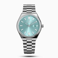 ساعه رجاليه ستيل فضي مينا فيروزي