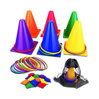 مجموعة ألعاب التدريب الخارجية 31 قطعة | أقماع وحلق...