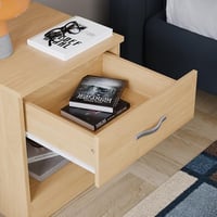 طاولة بجانب السرير فيدا ديزاينز خشبية درج واحد ورف...