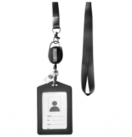 حافظة بطاقة الهوية وحبل قصير شديد التحمل بلون اسود...