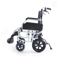 كرسي متحرك ألومنيوم خفيف الوزن أسود مع مساند قدم و...