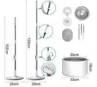 ممسحة ارضية دوارة 360° مع دلو مسطح - تنظيف سهل وفع...