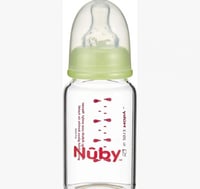 زجاجة رضاعة زجاجية NUBY 120 مل حلمة سيليكون بطئ ال...