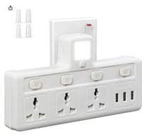 مقبس تمديد كهربائي 3 مخارج و3 USB مع ضوء ليلي