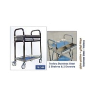 عربة توزيع طبية TS-365 ستانلس ستيل 2 رف 2 درج بعجل...