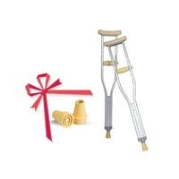 عكاز طبي إبط ألومنيوم 925 مع ربلة عصا صفراء هدية ل...