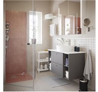 عربة تخزين للحمام VESKEN بلاستيك بعجلات 54x18x71 س...