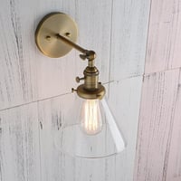 حامل مصباح جداري متوهج فردي مع غطاء زجاجي مخروطي ش...