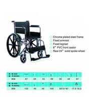 كرسي متحرك يدوي قابل للطي FS809B إطار فولاذي مقعد...